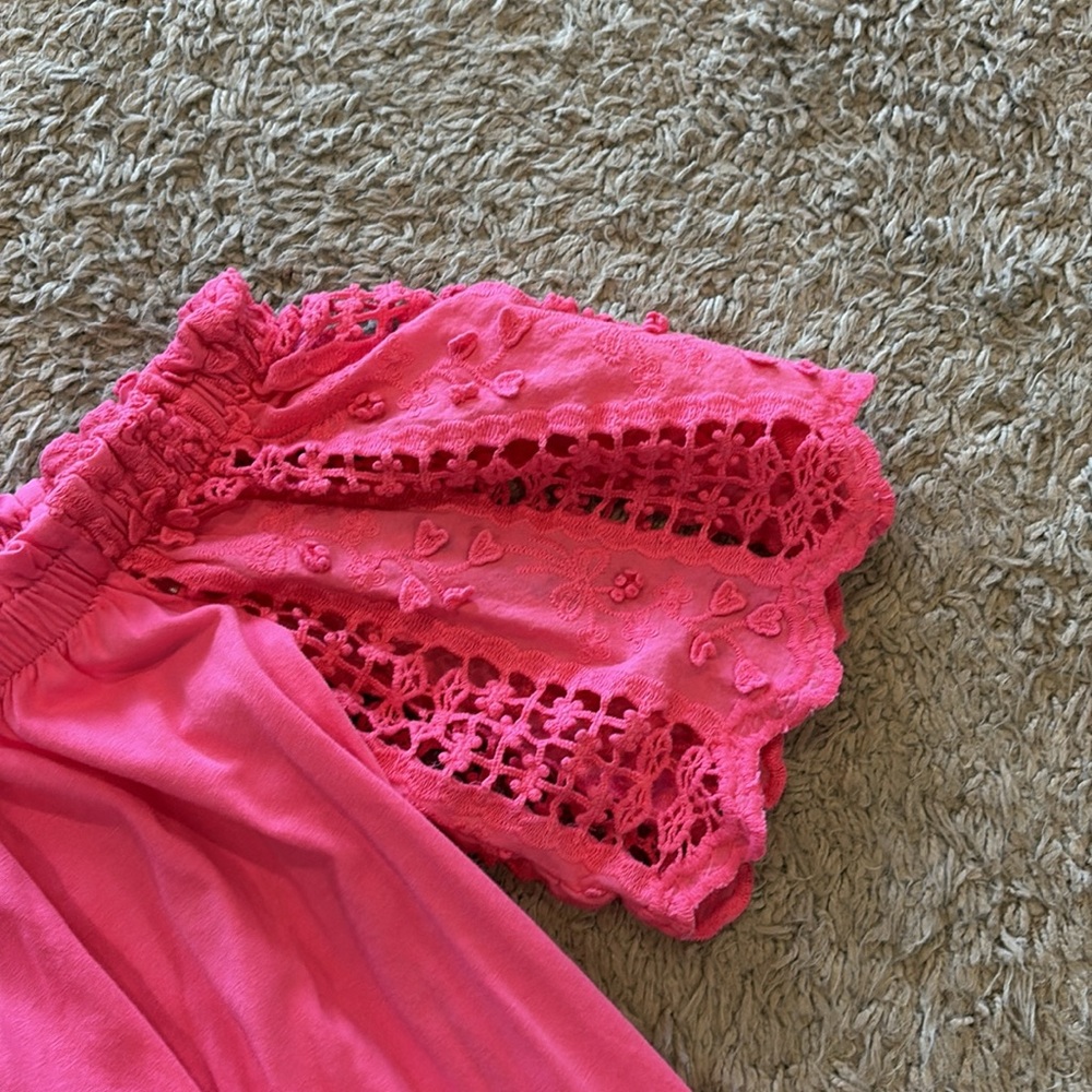 Lilly Pulitzer Pink Off-Shoulder Top with Lace Sleeves - Picture 3 of 6